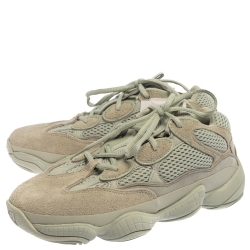 Pre Owned Yeezy x adidas Grey/Green Suede Leather And Mesh 500 Salt Sneakers Size 39 1/3