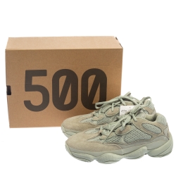 Pre Owned Yeezy x adidas Grey/Green Suede Leather And Mesh 500 Salt Sneakers Size 39 1/3