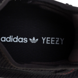 Pre Owned Yeezy x adidas Black Knit Fabric Boost 350 V2 Low Top Sneakers Size 45 1/3