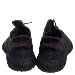 Pre Owned Yeezy x adidas Black Knit Fabric Boost 350 V2 Low Top Sneakers Size 45 1/3