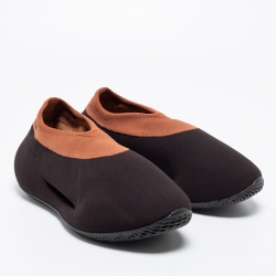 Pre Owned Yeezy x Adidas Brown Knit Fabric RNR Stone Carbon Sneakers Size 42