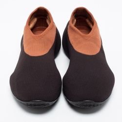 Pre Owned Yeezy x Adidas Brown Knit Fabric RNR Stone Carbon Sneakers Size 42