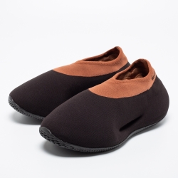 Pre Owned Yeezy x Adidas Brown Knit Fabric RNR Stone Carbon Sneakers Size 42