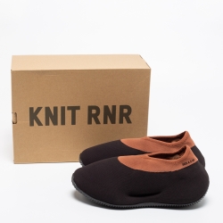 Pre Owned Yeezy x Adidas Brown Knit Fabric RNR Stone Carbon Sneakers Size 42