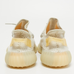 Pre Owned Yeezy x Adidas Off White Knit Fabric Boost 350 V2 Light Sneakers Size 46