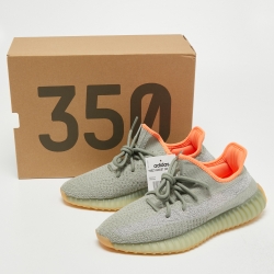 Pre Owned Yeezy x Adidas Green Knit Fabric Boost 350 V2 Desert Sage Sneakers Size 41 1/3