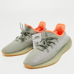Pre Owned Yeezy x Adidas Green Knit Fabric Boost 350 V2 Desert Sage Sneakers Size 41 1/3