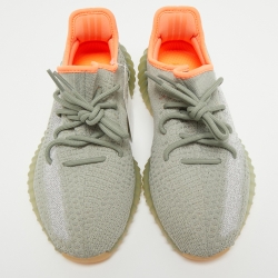 Pre Owned Yeezy x Adidas Green Knit Fabric Boost 350 V2 Desert Sage Sneakers Size 41 1/3