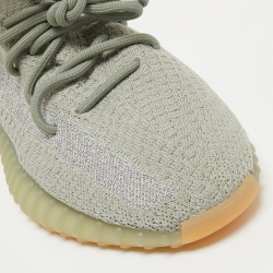 Pre Owned Yeezy x Adidas Green Knit Fabric Boost 350 V2 Desert Sage Sneakers Size 41 1/3