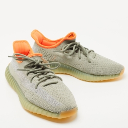 Pre Owned Yeezy x Adidas Green/Grey Knit Fabric Boost 350 V2 Sneakers Size 44 2/3