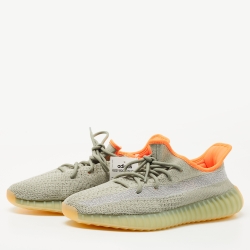 Pre Owned Yeezy x Adidas Green/Grey Knit Fabric Boost 350 V2 Sneakers Size 44 2/3