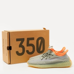 Pre Owned Yeezy x Adidas Green/Grey Knit Fabric Boost 350 V2 Sneakers Size 44 2/3