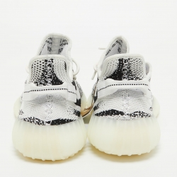 Pre Owned Yeezy x Adiddas White/Black Knit Fabric Boost 350 V2 Zebra Sneakers Size 47 1/3