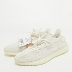 Yeezy x Adidas White Knit Fabric Boost 350 V2 Bone Sneakers Size 48