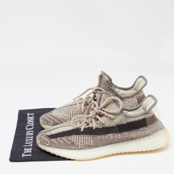 Yeezy x Adidas Brown/White Knit Fabric Boost 350 V2 Zyon Sneakers Size 46 2/3