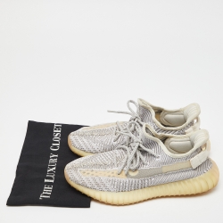 Pre Owned Yeezy x Adidas Grey/White Knit Fabric Boost 350 V2 Static Non Reflective Sneakers Size 42