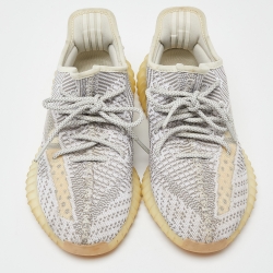 Pre Owned Yeezy x Adidas Grey/White Knit Fabric Boost 350 V2 Static Non Reflective Sneakers Size 42