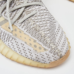 Pre Owned Yeezy x Adidas Grey/White Knit Fabric Boost 350 V2 Static Non Reflective Sneakers Size 42