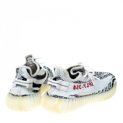 Pre Owned Yeezy x Adidas White/Black Cotton Knit Boost 350 V2 Zebra Sneakers Size 38