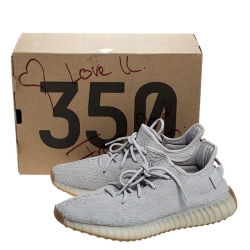 Pre Owned Yeezy x Adidas Grey Cotton Knit Boost 350 V2 Sneakers Size 43.5