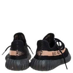 مملوكة مسبقًا Yeezy x Adidas Black Cotton Knit Boost 350 V2 Sneakers Size 38
