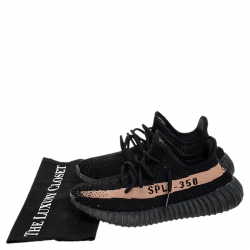 مملوكة مسبقًا Yeezy x Adidas Black Cotton Knit Boost 350 V2 Sneakers Size 38