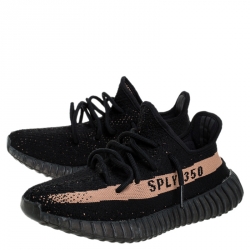 مملوكة مسبقًا Yeezy x Adidas Black Cotton Knit Boost 350 V2 Sneakers Size 38