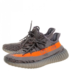 Pre Owned  حذاء رياضي يزي × أديداس بوست 350 V2 بيلوغا قطن رصاصي مقاس 37.5