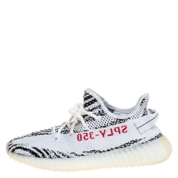 Pre Owned  حذاء رياضي ييزي × اديداس بوست 350 V2 زيبرا قطن أبيض و أسود مقاس FR 42.5 