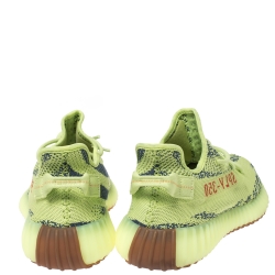 Pre Owned Yeezy x Adidas Semi Frozen Yellow Cotton Knit Boost 350 V2 Sneakers Size 44