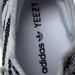 مملوكة مسبقًا Yeezy x Adidas White/Black Cotton Knit Boost 350 V2 Zebra Sneakers Size 37.5