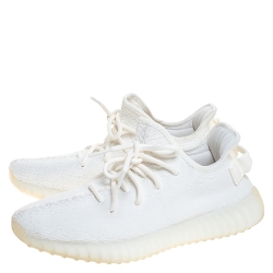 Pre Owned حذاء رياضي ييزي x اديداس 350 V2 بوست تريكو قطن أبيض مقاس 41.5