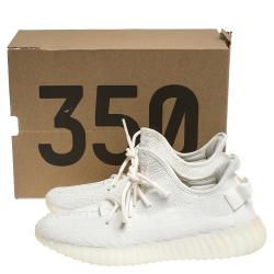 مملوكة مسبقًا حذاء رياضي ييزي x اديداس 350 V2 بوست تريكو قطن أبيض مقاس 41.5