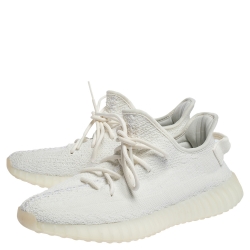 مملوكة مسبقًا حذاء رياضي ييزي x اديداس 350 V2 بوست تريكو قطن أبيض مقاس 41.5