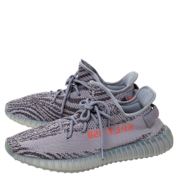 Pre Owned Yeezy x Adidas Grey Cotton Knit Boost 350 V2 Beluga Sneakers Size 46