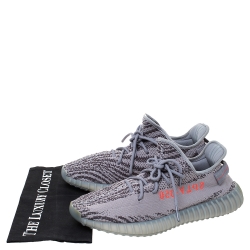 Pre Owned Yeezy x Adidas Grey Cotton Knit Boost 350 V2 Beluga Sneakers Size 46