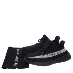 Pre Owned Yeezy x Adidas Black Cotton Knit Boost 350 V2 Sneakers Size 43.5