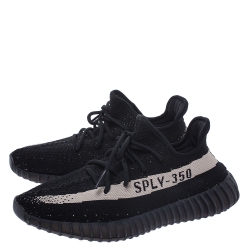 Pre Owned Yeezy x Adidas Black Cotton Knit Boost 350 V2 Sneakers Size 43.5