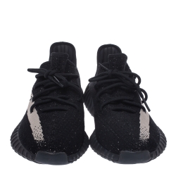 Pre Owned Yeezy x Adidas Black Cotton Knit Boost 350 V2 Sneakers Size 43.5