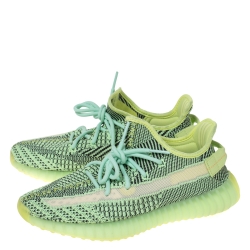 Pre Owned Yeezy x Adidas Yellow Cotton Knit Yeezreel Non-reflective Boost 350 V2 Sneakers Size 41.5