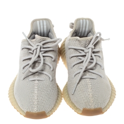 Pre Owned Yeezy x Adidas Off-white Cotton Knit Boost 350 V2 "Sesame" Sneakers Size 38