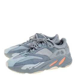 Pre Owned حذاء رياضي ييزي x اديداس بوست 700 V2 تريكو قطن وسويدى رمادى مقاس 45.5