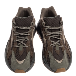 Pre Owned Yeezy x Adidas Grey Nubuck and Leather Boost 700 V2 Geode Sneakers Size 44.5