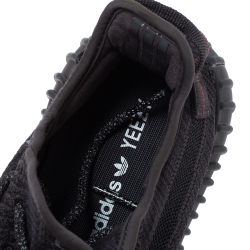 Pre Owned Yeezy x Adidas Black Cotton Knit Pirate Black Boost 350 Sneakers Size 42