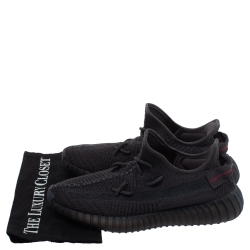 Pre Owned Yeezy x Adidas Black Cotton Knit Pirate Black Boost 350 Sneakers Size 42