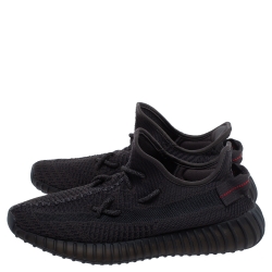 Pre Owned Yeezy x Adidas Black Cotton Knit Pirate Black Boost 350 Sneakers Size 42