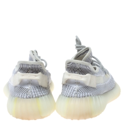 Pre Owned Yeezy x Adidas Grey/White Cotton Knit Boost 350 V2 Static Non Reflective Sneakers Size 42 2/3