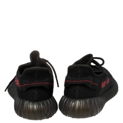 Pre Owned Yeezy x Adidas Black/Red Knit Fabric Boost 350 V2 Sneakers Size 42 2/3