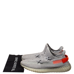 Pre Owned Yeezy x Adidas Grey Knit Fabric Boost 350 V2 Tail Light Sneakers Size 43 1/3