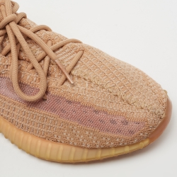 Pre Owned Yeezy x Adidas Orange Knit Fabric Boost 350 V2 Clay Sneakers Size 43 1/3